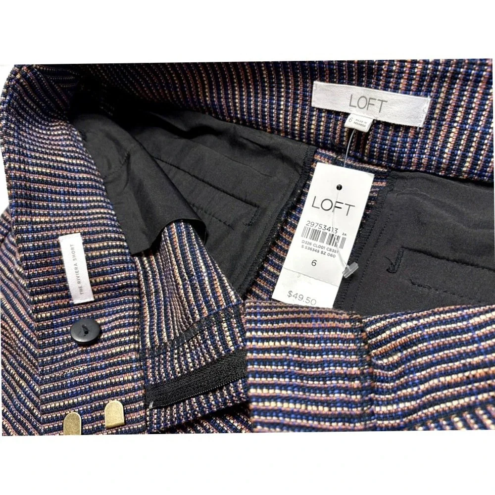 LOFT Riviera Shorts Size 6 NWT Textured‎ Multicolor Tailored